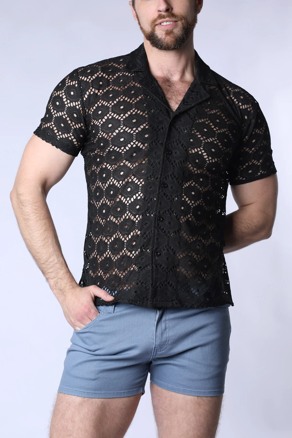 Palermo Button Down Mesh Shirt - Image 3